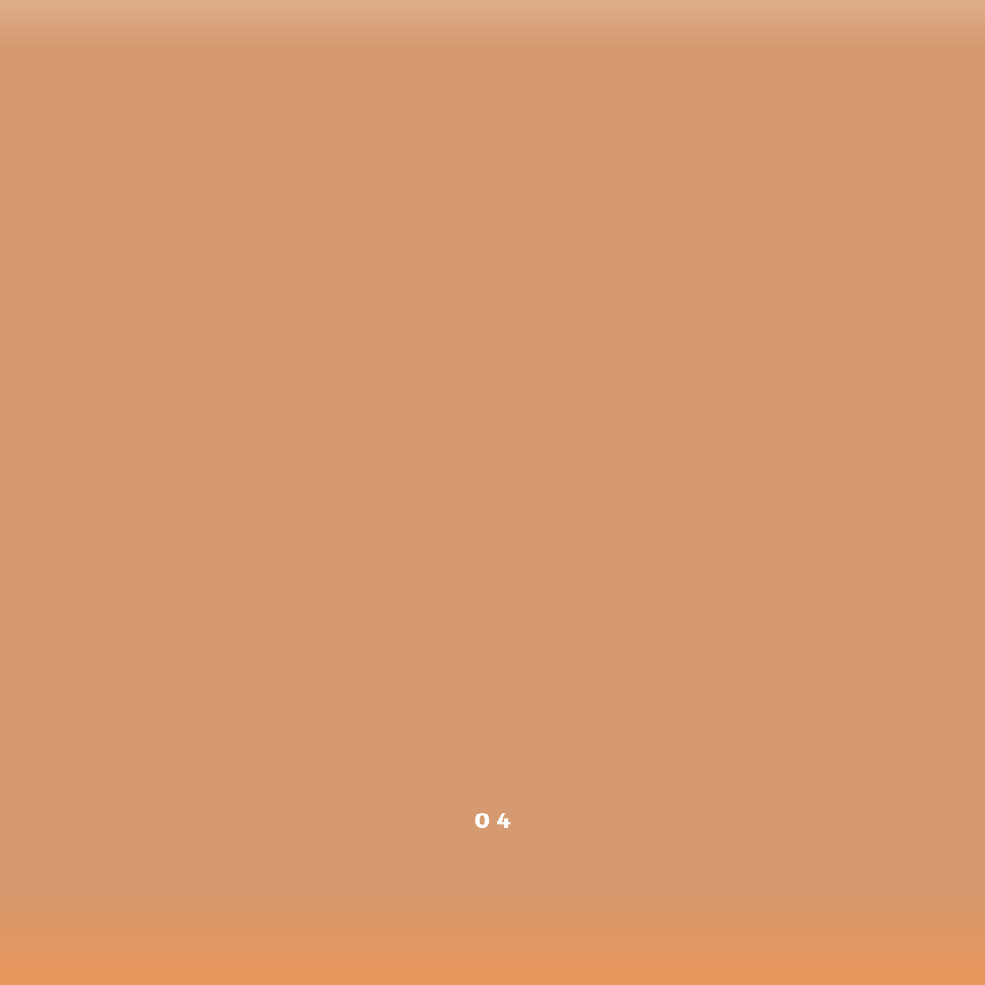 A gradient background shifts from light to dark orange, with the white number "04" centered at the bottom—ideal for highlighting River Organics' Zero-Waste Vegan Concealer.