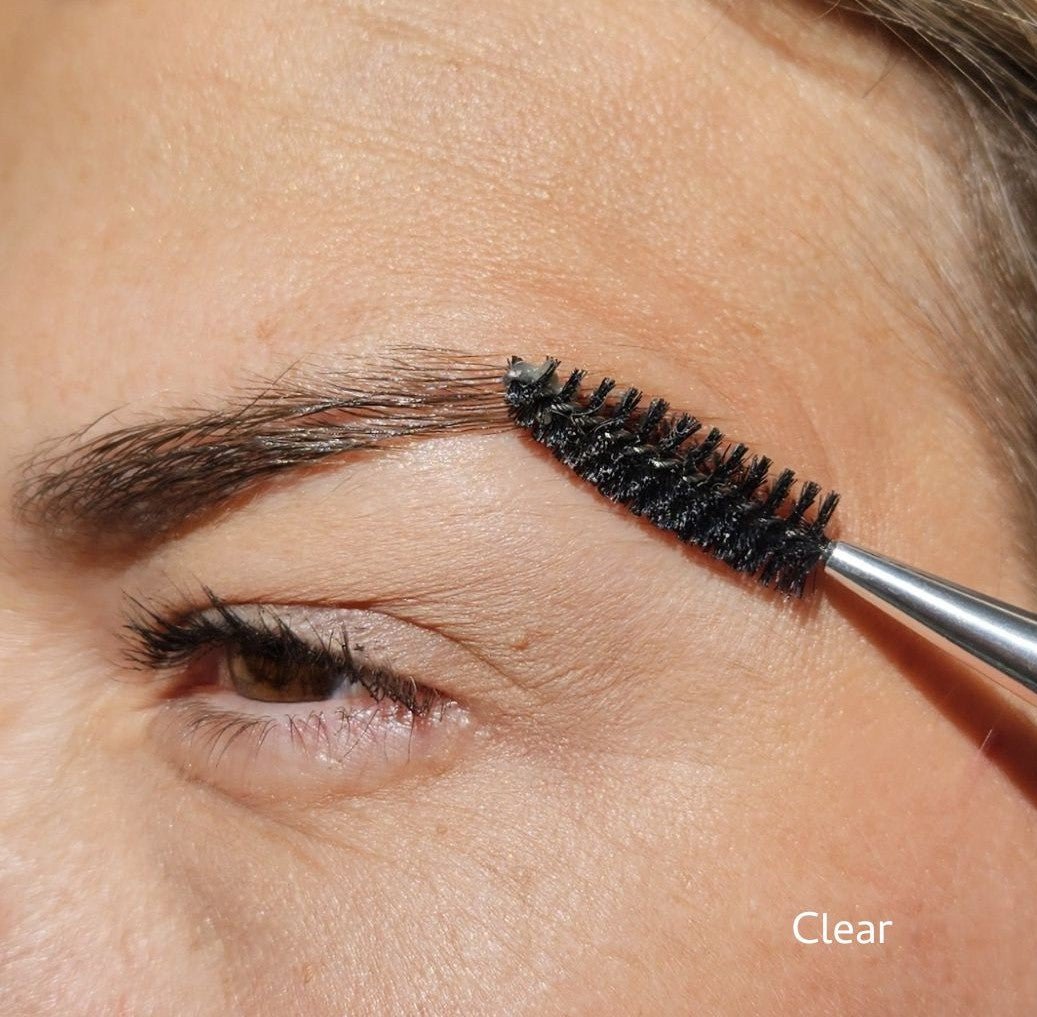 The River Organics Brow Wax & Growth Serum grooms eyebrow hairs upward and pairs perfectly with a spoolie brush or other vegan brow products for a polished finish.